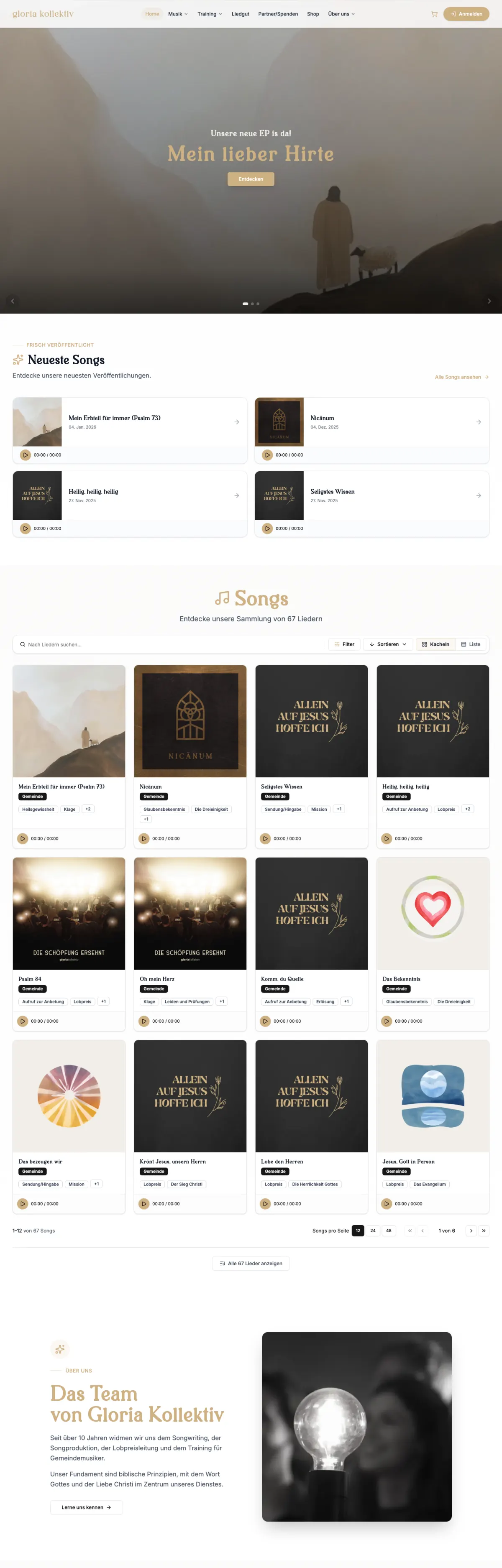 Screenshot der Website Gloria Kollektiv