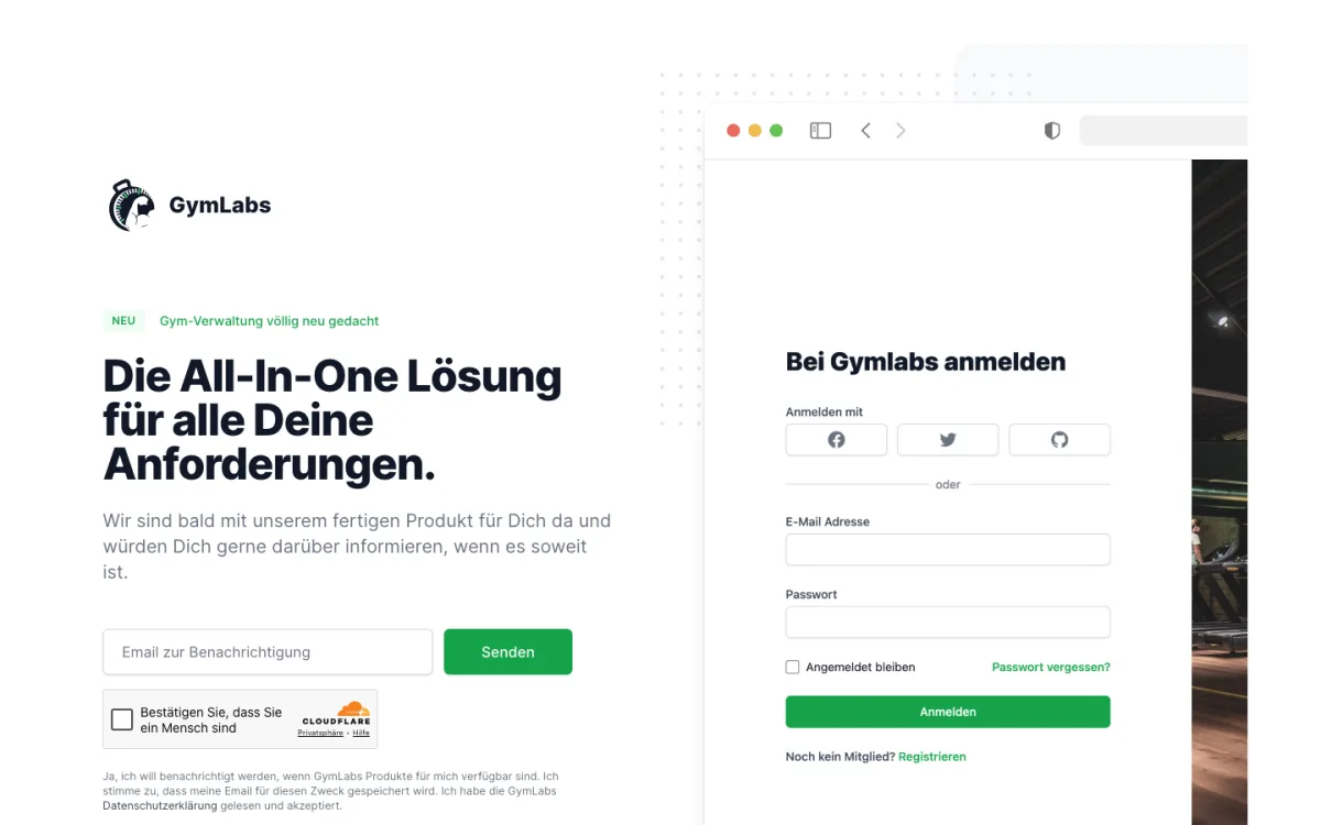 Screenshot der Website GymLabs